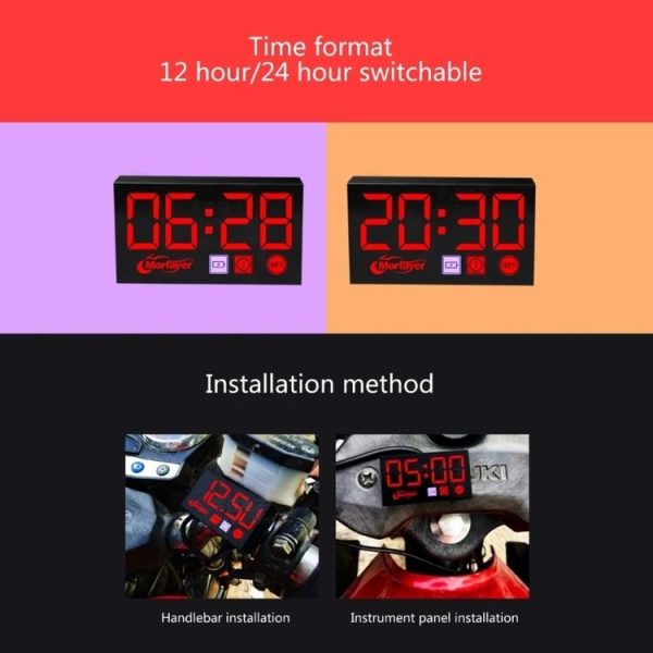 Compact LED Digital Display Time Voltmeter, Specification: 3 in 1 Red - Image 6