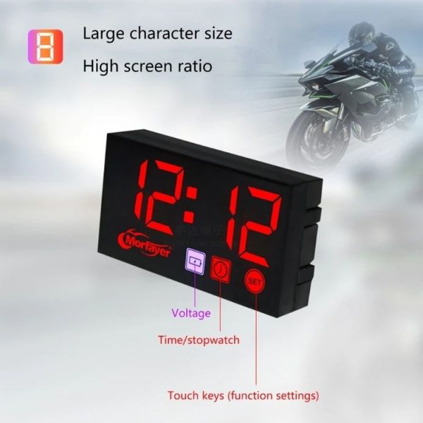 Compact LED Digital Display Time Voltmeter, Specification: 3 in 1 Red - Image 8