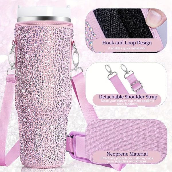 Stanley 40oz Cup Hot Diamond Cover Neoprene Insulated Portable Bottle Cover (Pink) - Image 4