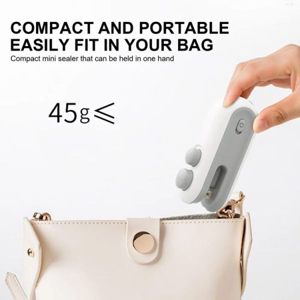 2 In 1 Vacuum Sealing Machine Portable Pressure Plastic Bag Sealing Device With Cutter (White) - Image 6