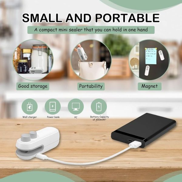 2 In 1 Vacuum Sealing Machine Portable Pressure Plastic Bag Sealing Device With Cutter (White) - Image 7