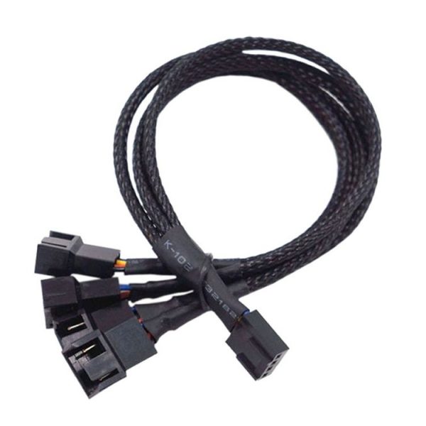 0.27m Computer PWM Temperature Control Cooling Fan Extension Cable Chassis HUB Connector (1 In 4)