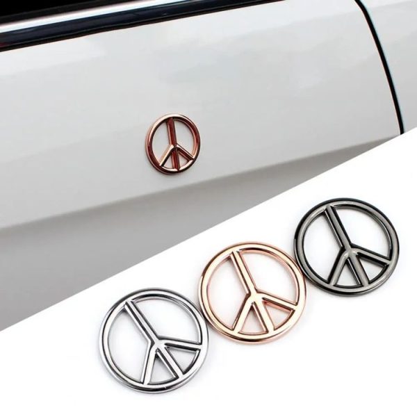 Car Anti-War Peace Sign Three-Dimensional Metal Stickers, Color: Silver - Image 2