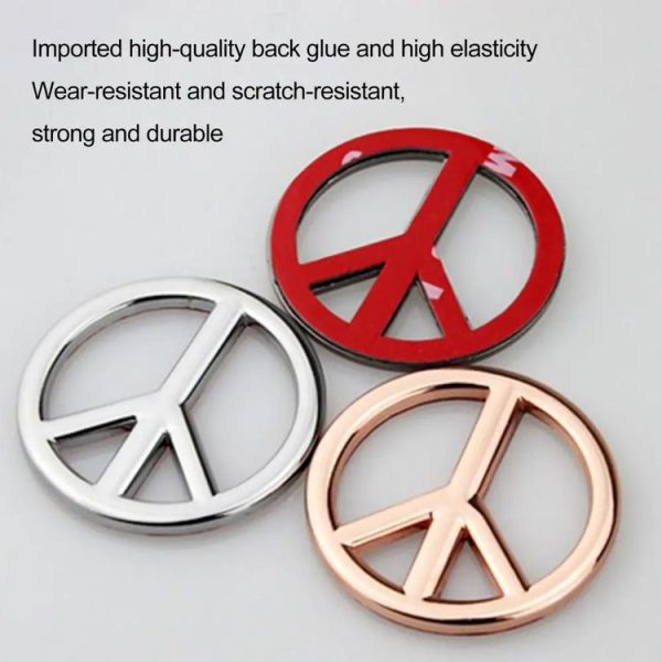 Car Anti-War Peace Sign Three-Dimensional Metal Stickers, Color: Silver - Image 4
