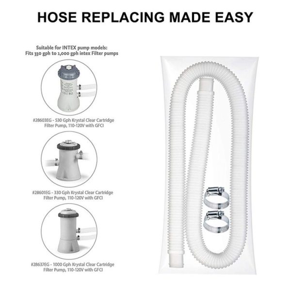 Intex Swimming Pool Filter Pump Replacement 1 Hose 2 Clamps - Image 4