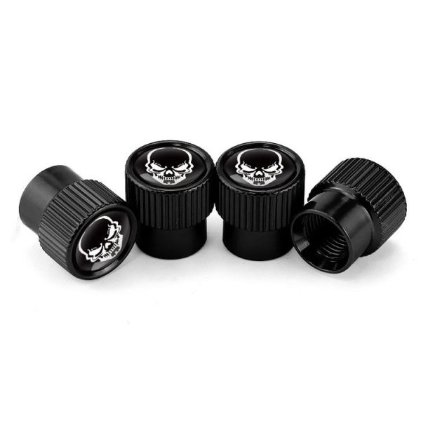 4pcs / Set Skeleton Car Tire Universal Aluminum Valve Cap (Black) - Image 3