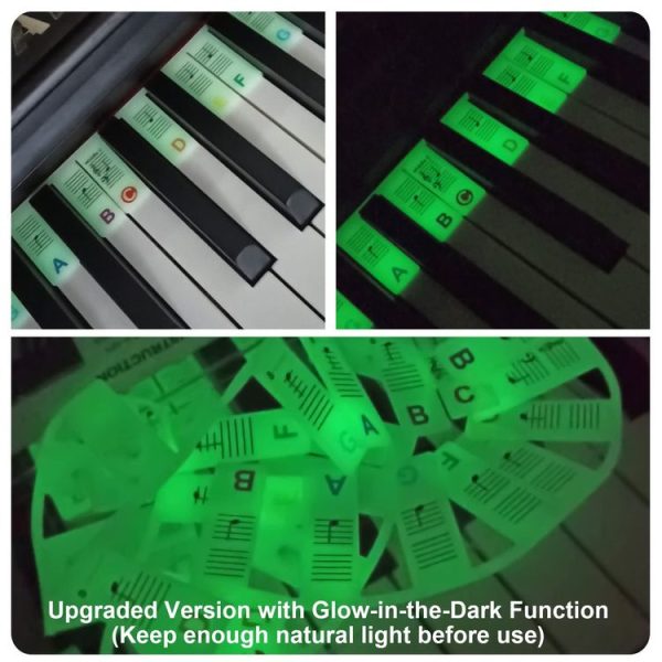 Luminous Silicone Piano Notes Guide Removable Piano Keyboard, Spec: 88 Keys Black Text - Image 2