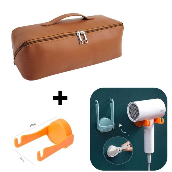 Dyson Hair Dryer Curling Wand Portable Storage Bag, Color: Brown+Hair Dryer Rack - Image 2