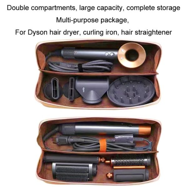 Dyson Hair Dryer Curling Wand Portable Storage Bag, Color: Brown+Hair Dryer Rack - Image 3