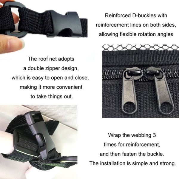 SUV Ceiling Storage Net Car Roof Mesh Storage Bag Suitable For 3-handle Models, Specification: Transparent PVC+Reinforcement Webbing - Image 6
