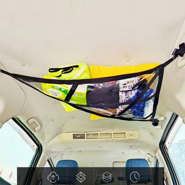 SUV Ceiling Storage Net Car Roof Mesh Storage Bag Suitable For 3-handle Models, Specification: Transparent PVC+Reinforcement Webbing - Image 7