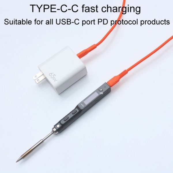 MINIWARE 240W Type-C Anti-Scald Silicone Data Cable Soldering Iron Fast Charging Power Cord, Length: 1m (Orange Red) - Image 4