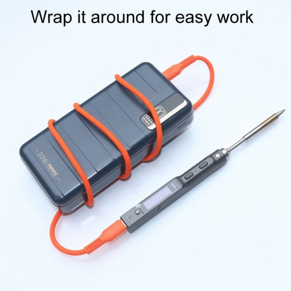 MINIWARE 240W Type-C Anti-Scald Silicone Data Cable Soldering Iron Fast Charging Power Cord, Length: 1m (Orange Red) - Image 5