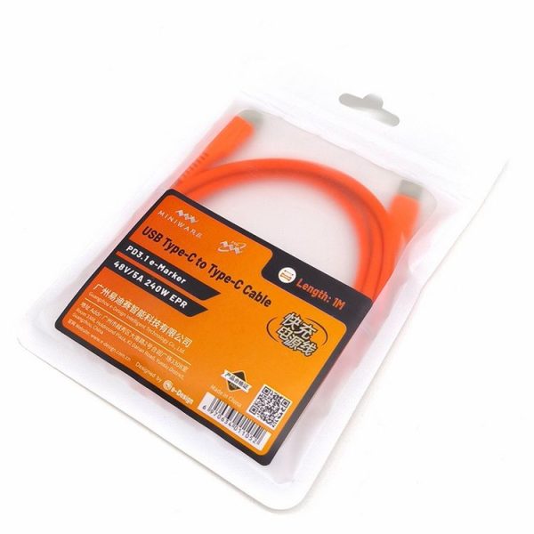 MINIWARE 240W Type-C Anti-Scald Silicone Data Cable Soldering Iron Fast Charging Power Cord, Length: 1m (Orange Red) - Image 6