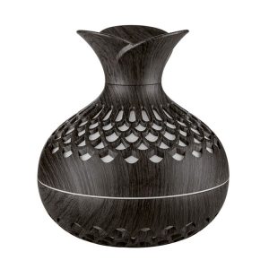 LED Light Aromatherapy Diffuser Home Small Vase Quiet Humidifier Aromatherapy Diffuser 2 In 1 (Dark Wood)