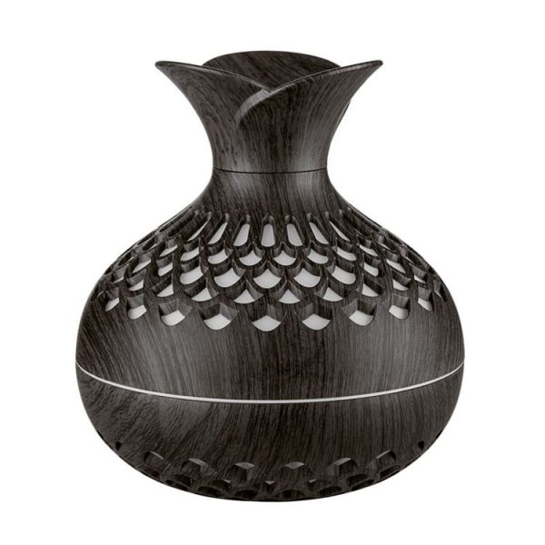 LED Light Aromatherapy Diffuser Home Small Vase Quiet Humidifier Aromatherapy Diffuser 2 In 1 (Dark Wood)