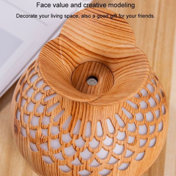 LED Light Aromatherapy Diffuser Home Small Vase Quiet Humidifier Aromatherapy Diffuser 2 In 1 (Dark Wood) - Image 4