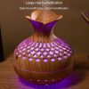 LED Light Aromatherapy Diffuser Home Small Vase Quiet Humidifier Aromatherapy Diffuser 2 In 1 (Dark Wood) - Image 7