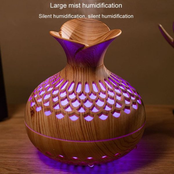 LED Light Aromatherapy Diffuser Home Small Vase Quiet Humidifier Aromatherapy Diffuser 2 In 1 (Dark Wood) - Image 7