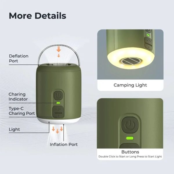 CP-17 Outdoor Multifunctional Camping Light Electric Mini Wireless Air Pump (Black) - Image 3