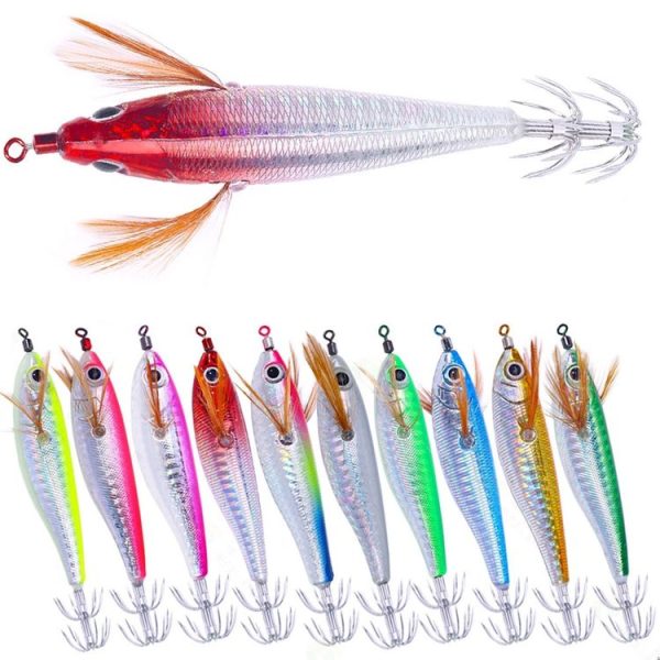 10colors / Set HENGJIA SJ055 Horizontal Luminous Wooden Shrimp Bait Bionic Faux Bait Squid Hook, Size: 10.3cm 9.4g - Image 2