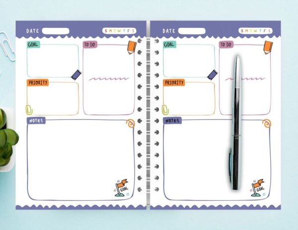 A5 Self-filling Undated Coil Planner Planning Notes Schedule (Purple) - Image 2