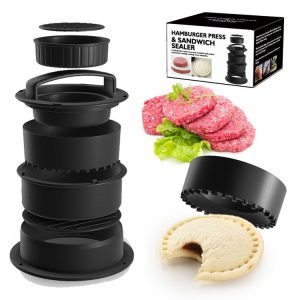 4 In 1 Hamburger Press Patty Maker Slider Stuffed Burgers Sandwich Cutter Color Box Packge