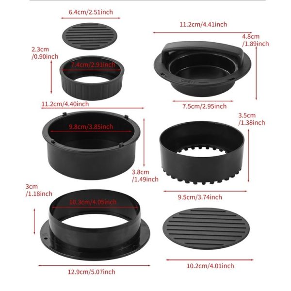 4 In 1 Hamburger Press Patty Maker Slider Stuffed Burgers Sandwich Cutter Color Box Packge - Image 3