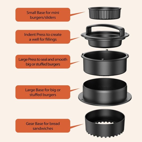 4 In 1 Hamburger Press Patty Maker Slider Stuffed Burgers Sandwich Cutter Color Box Packge - Image 4
