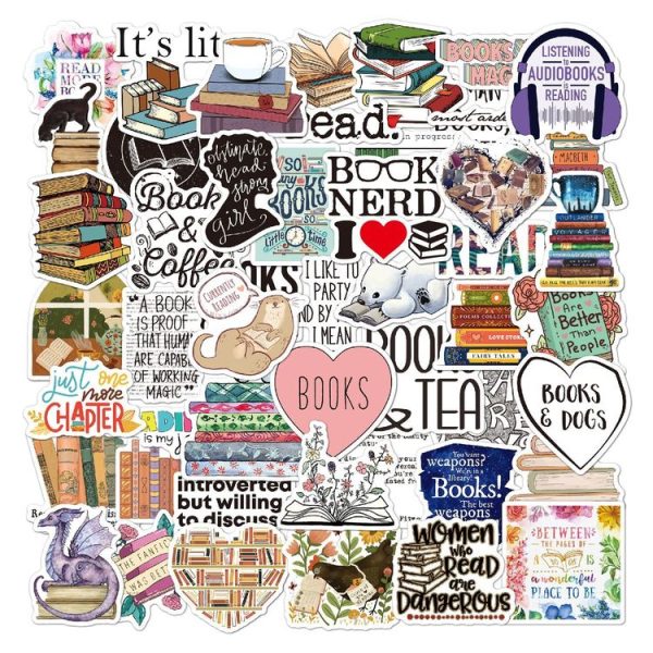 50pcs / pack Book Reading Waterproof Graffiti Stickers Cartoon Kids DIY Skateboard Luggage Stickers (50B) - Image 2