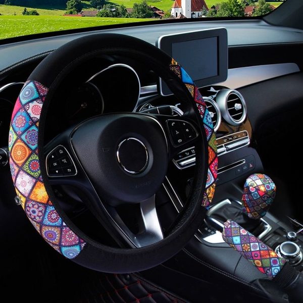 Color-blocked Neoprene Elastic Steering Wheel Cover Without Inner Ring (Random Pattern Delivery) - Image 4
