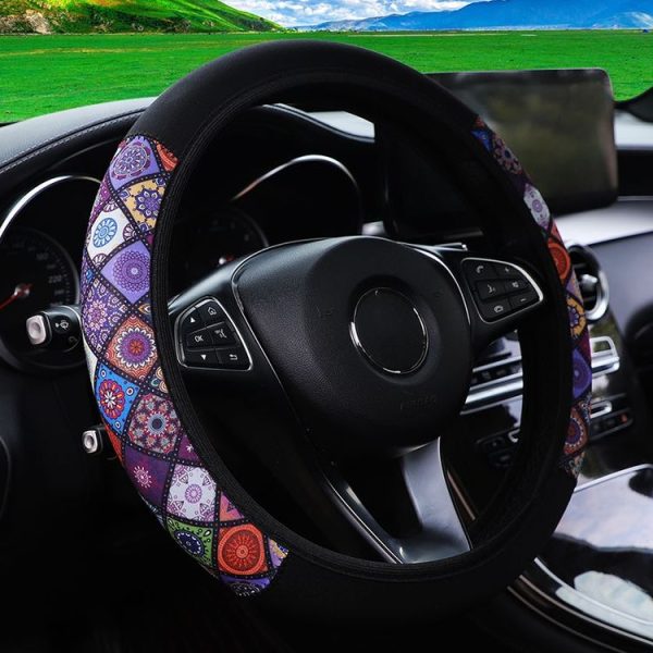 Color-blocked Neoprene Elastic Steering Wheel Cover Without Inner Ring (Random Pattern Delivery) - Image 5
