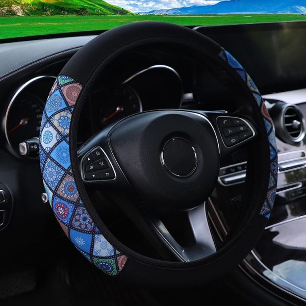 Color-blocked Neoprene Elastic Steering Wheel Cover Without Inner Ring (Random Pattern Delivery) - Image 7