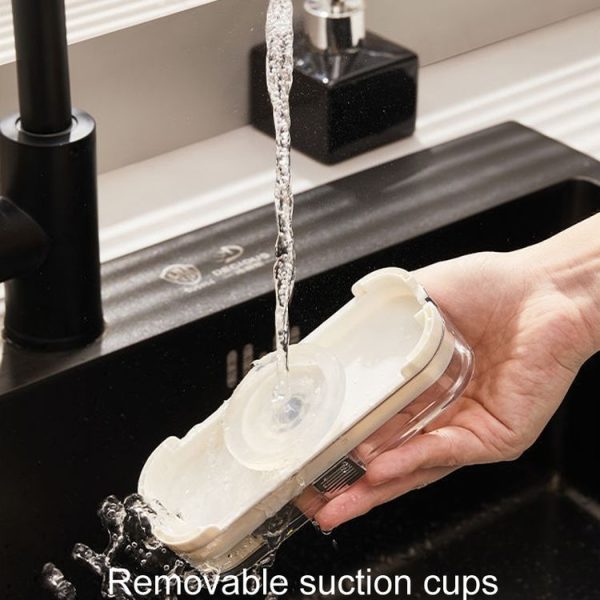 Suction Cup Kitchen Sink Filter Rack Household Draining Holder With Strainer (Silver White) - Image 4