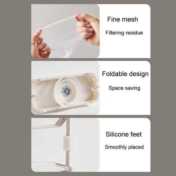 Suction Cup Kitchen Sink Filter Rack Household Draining Holder With Strainer (Silver White) - Image 8