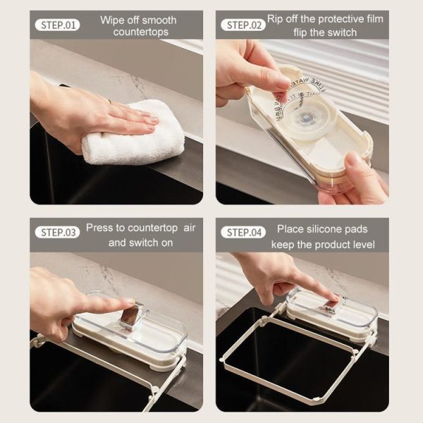 Suction Cup Kitchen Sink Filter Rack Household Draining Holder With Strainer (Silver White) - Image 9