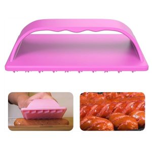 Hot Dog Slicer Cutter Sausage Plastic Slicers For BBQ Outdoor Camping (Pink)