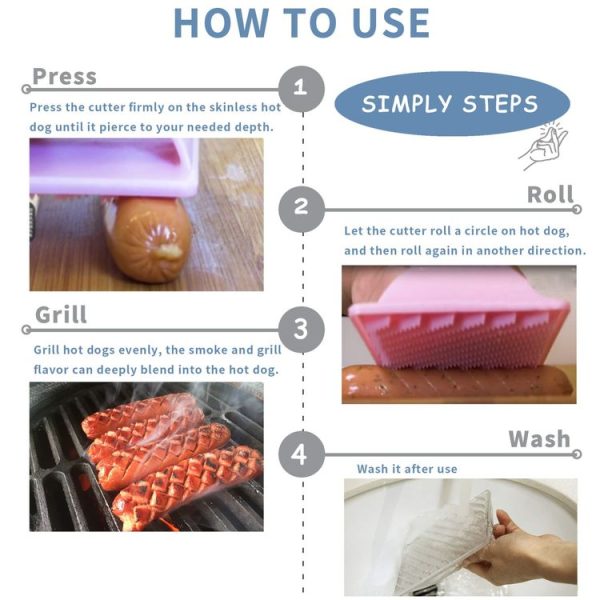 Hot Dog Slicer Cutter Sausage Plastic Slicers For BBQ Outdoor Camping (Pink) - Image 5