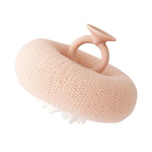 Sunflower Suction Cup Shower Ball Scrubbing Back Bathing Towel (Pink)