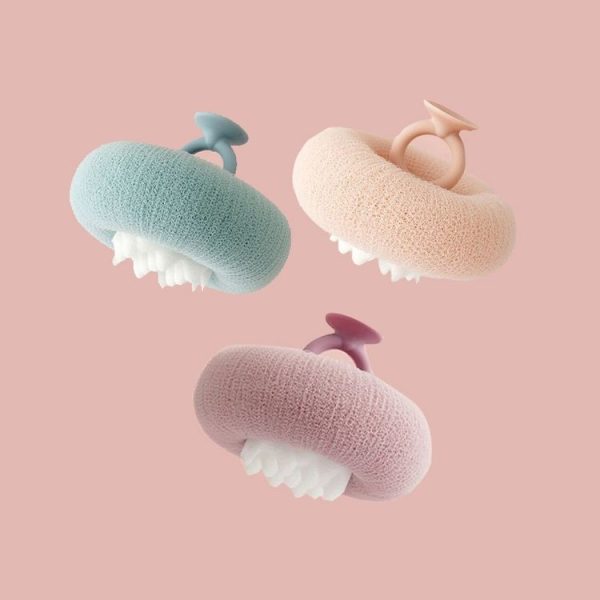 Sunflower Suction Cup Shower Ball Scrubbing Back Bathing Towel (Pink) - Image 2