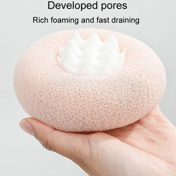 Sunflower Suction Cup Shower Ball Scrubbing Back Bathing Towel (Pink) - Image 3