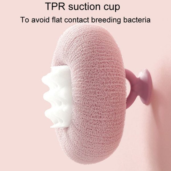 Sunflower Suction Cup Shower Ball Scrubbing Back Bathing Towel (Pink) - Image 5