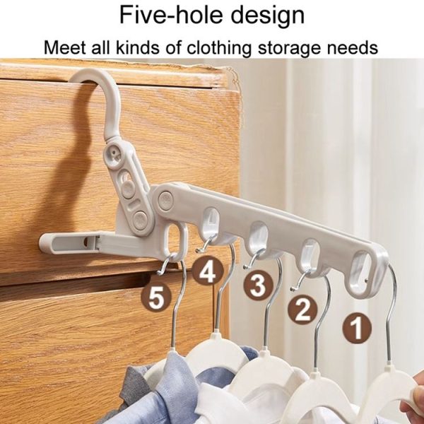 Foldable 5-Hole Clothes Hanging Rack Traveling Portable Clothing Hooks (White) - Image 3