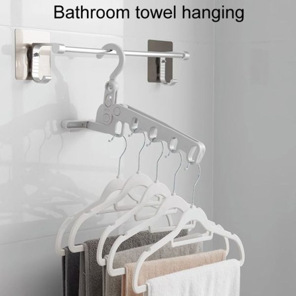 Foldable 5-Hole Clothes Hanging Rack Traveling Portable Clothing Hooks (White) - Image 4