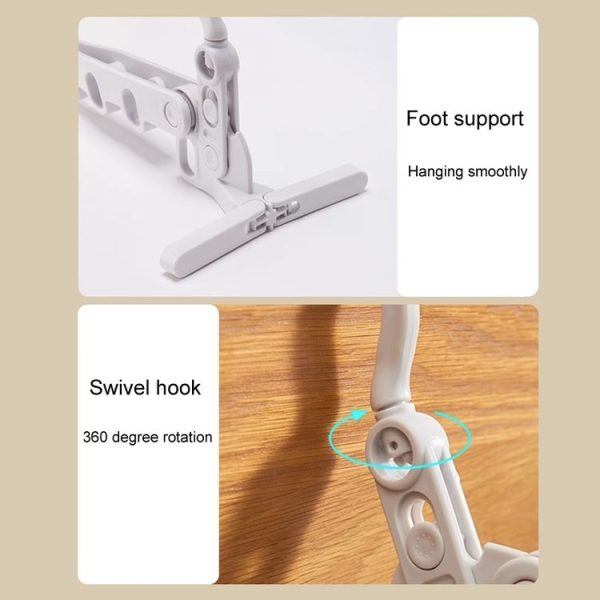 Foldable 5-Hole Clothes Hanging Rack Traveling Portable Clothing Hooks (White) - Image 9