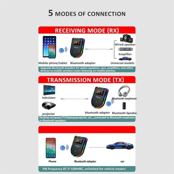Q7 LED Digital Display Car Bluetooth Receiver HIFI Sound Quality Wireless Audio Adapter - Image 4