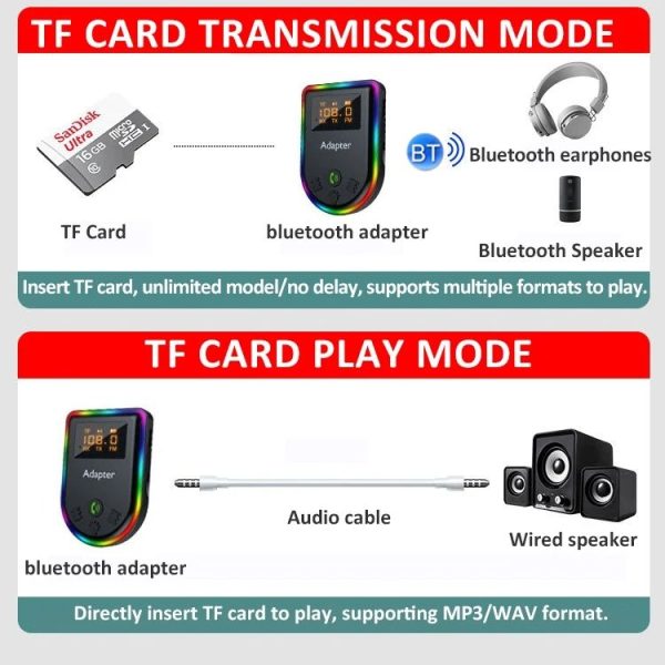 Q7 LED Digital Display Car Bluetooth Receiver HIFI Sound Quality Wireless Audio Adapter - Image 5