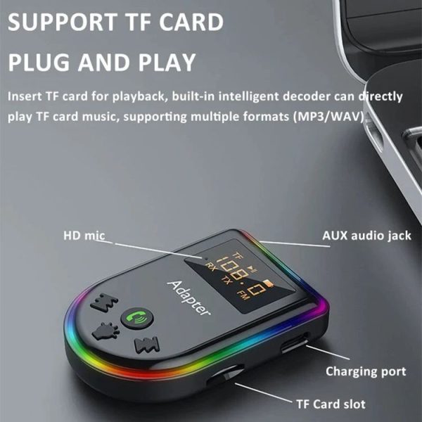 Q7 LED Digital Display Car Bluetooth Receiver HIFI Sound Quality Wireless Audio Adapter - Image 8