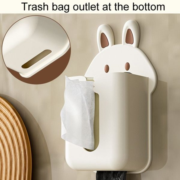 Bathroom Wall Mounted Tissue Box Kitchen Cartoon Rabbit Washcloth Organizer (White) - Image 3