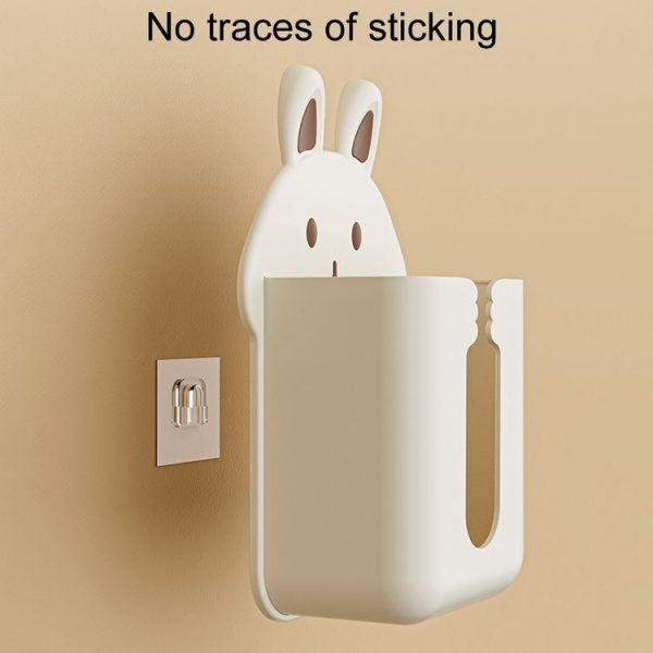 Bathroom Wall Mounted Tissue Box Kitchen Cartoon Rabbit Washcloth Organizer (White) - Image 4